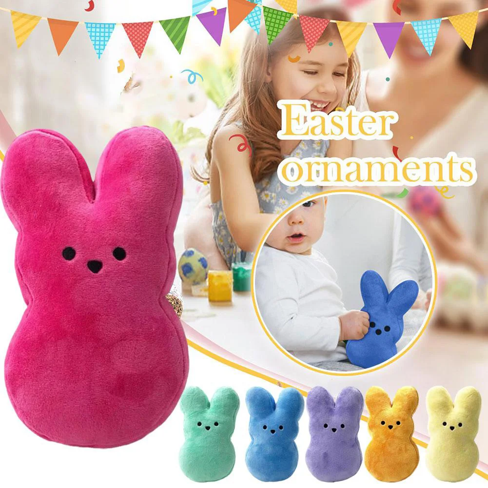 2024 NEW Easter Peeps Bunny Plush Toys Cartoon Rabbit Toys Soft Stuffed Animal Toys Kawaii Bunny for Kids Children Easter Gifts