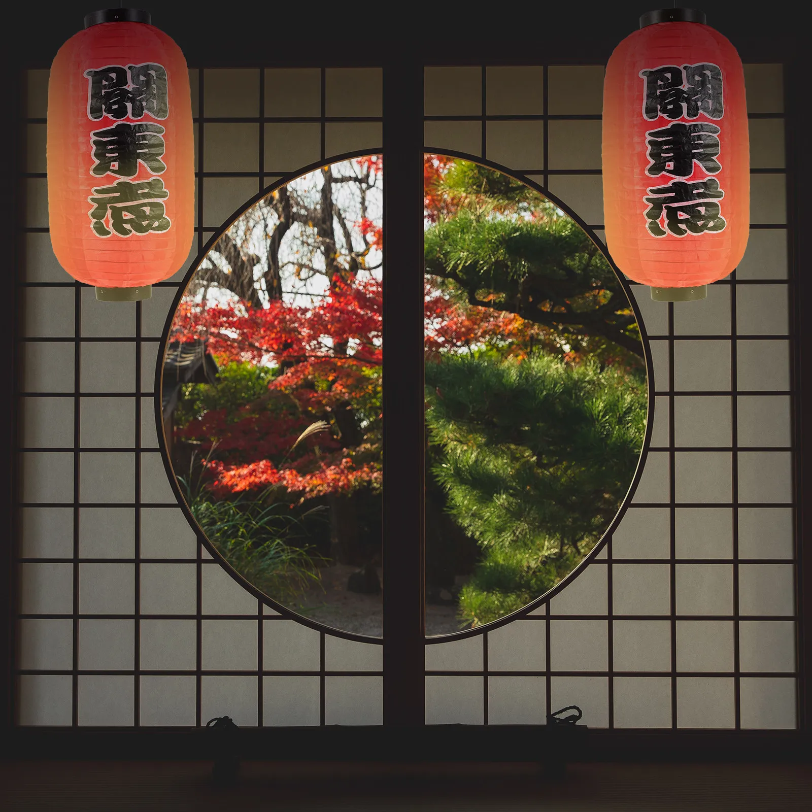 

2Pcs Winter Melon Decorative Lanterns Japanese Style Lantern Lamps Red Silk Lantern Hanging for Restaurant Sushi Party Indoor