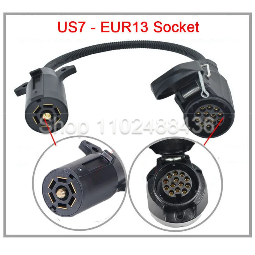 RV Trailer Plug Adapter 7/13Pin EU Socket Convert to 7Pin USA Trailer Plug Trailer Boat Truck Trailer Parts - view 6