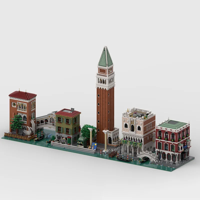 25985pcs MOC Modular Buildings Venice Finale Model Christmas Gift Bookshelf Display Home Decoration Decorative Bookcase Ornament