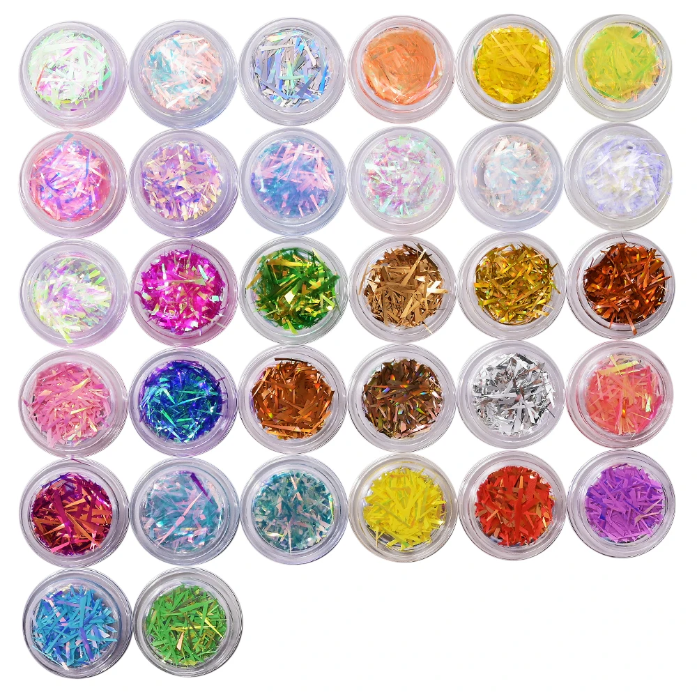 1BOX Y2K Ice Cube Candy Paper Nail Art Cellophane Laser Aurora Colorful Irregular Stickers DIY Design Manicure Sequins 32 Colors