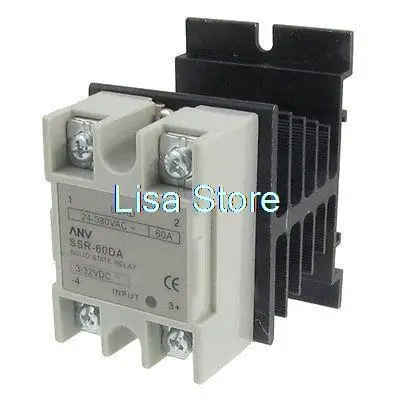 DC to AC Solid State Relay SSR-60AA 60A 3-32V 24-380V + Aluminium Heat Sink