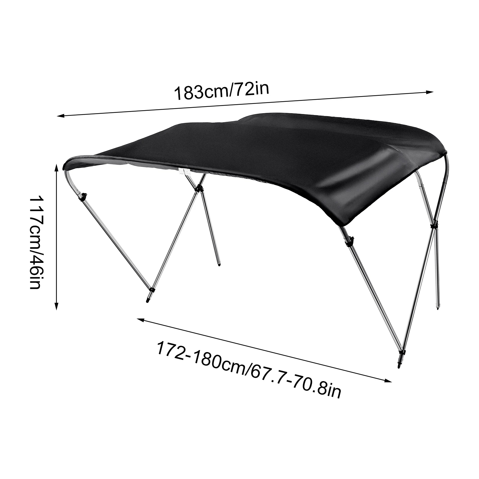 3 Bows Top Cover Includes Mounting Hardwares, with Aluminum Alloy Frame Black