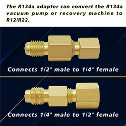 4PCS R134A Brass Refrigerant Tank Adapter to R12 Fitting Adapter 1/2