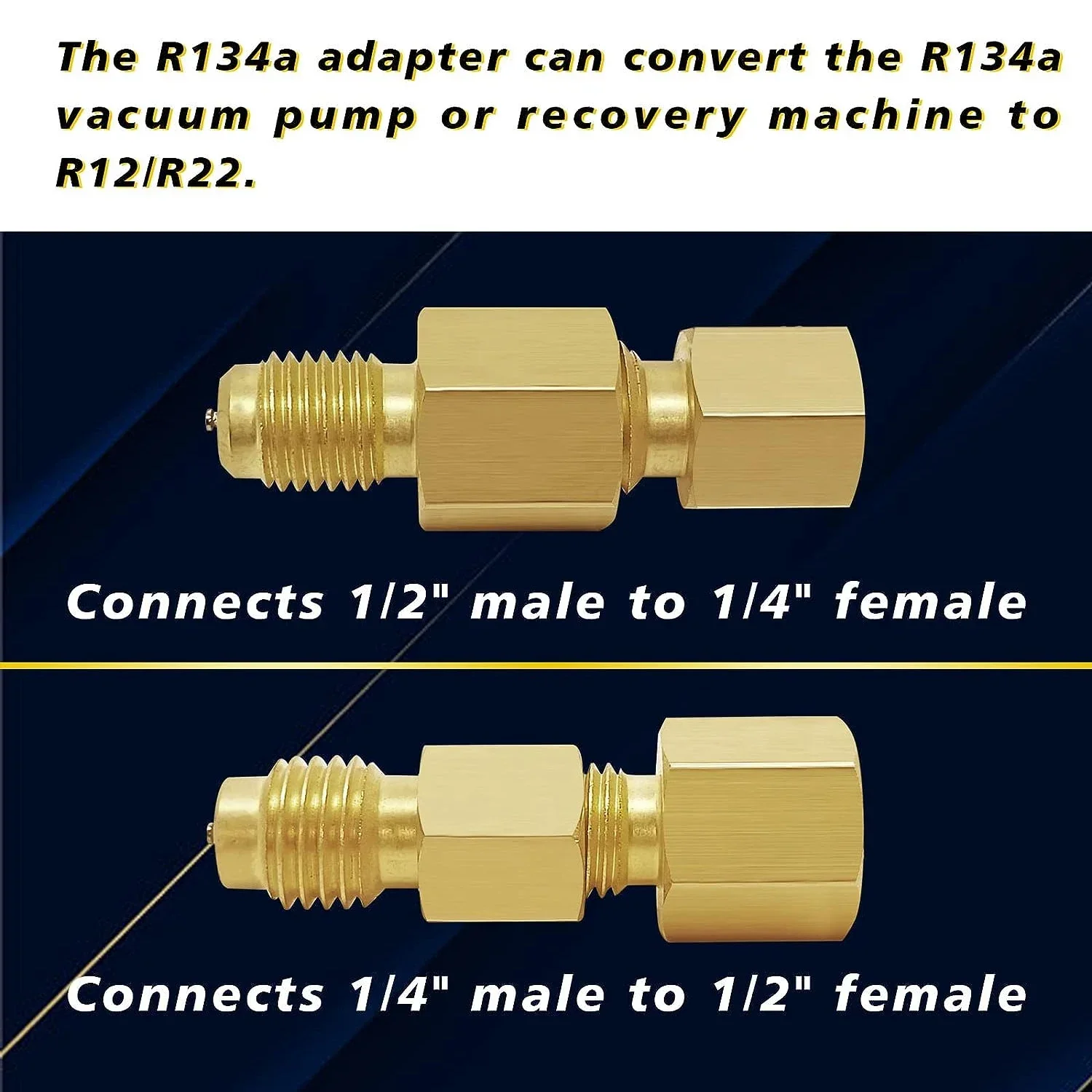 4 szt. R134A mosiężny adapter zbiornika czynnika chłodniczego do adaptera montażowego R12 1/2 "żeńska x 1/4" adapter męski kielichowy Adapter rdzenia zaworu