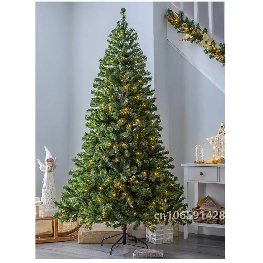 Large Artificial Christmas Tree Green White Flame Retardant Fir Tree with Solid Metal Stand Arbol De Navidad for Natal Pождество