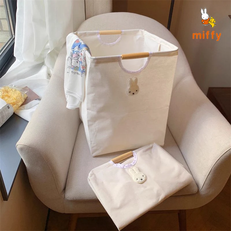 Kawaii Miffy 스토리지 바구니 크리 에이 티브 접이식 만화 홈 인테리어 학생 기숙사 더러운 옷 스토리지 바구니 소녀 선물