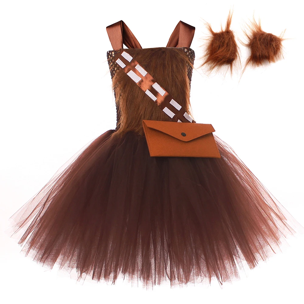 Disfraz de Halloween para Niñas Inspirado en Wookiee Chewbacca, Tutú, Disfraz de Cosplay de Star Wars para Niños, Vestidos de Fiesta para Niños