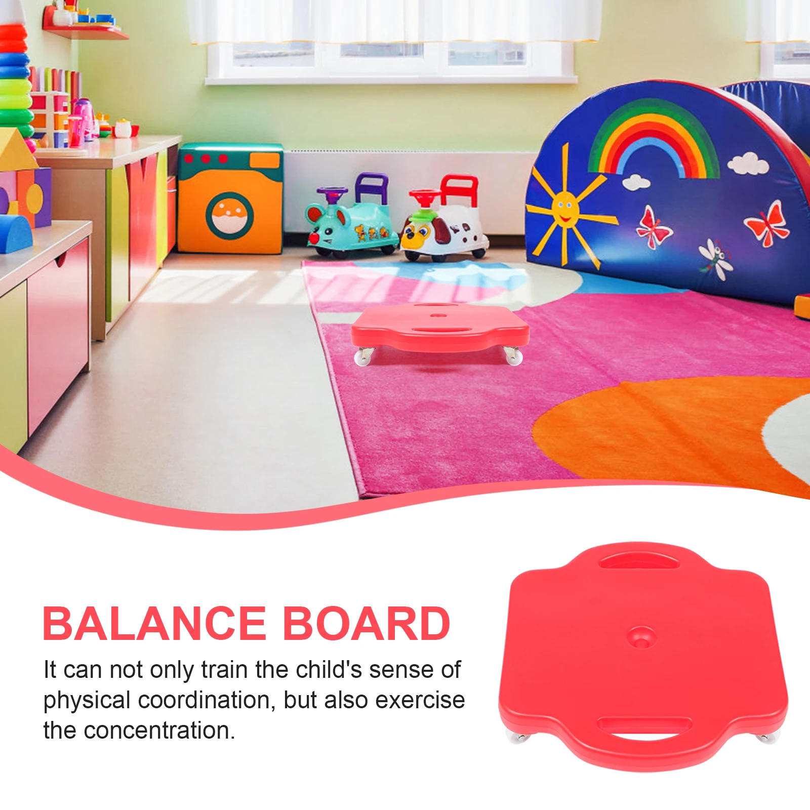 

Four Wheel Scooter Durable Plastic Rubber Smooth Calf Rehab Balance Strength Child Toy Sensory Trainer Sliding Board Plaything