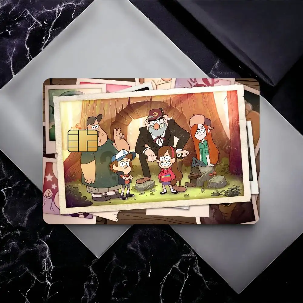 Cartoon G-Gravity Falls Waterproof Skin Sticker Bank Bus Metro Access Card Protective Film Card Sticker Girl Gift