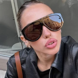Luxury Pilot Sunglasses Women Brand Design One Piece Shades Big Frame Sun Glasses Yellow Lens Eyeglasses Female Shades
