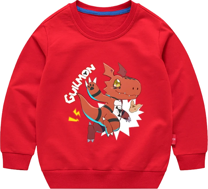 Digimon Adventure Agumon Impmon Terriermon Patamon Gabumon Guilmon Neues Modell Anime Kind Rundhals Langarm Junge Mädchen Hoodie