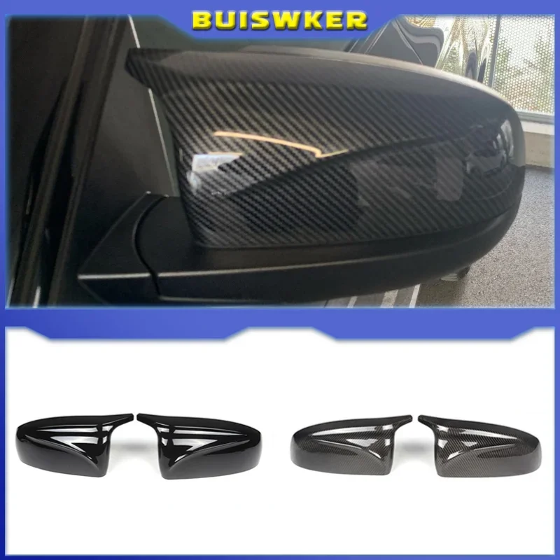 

2pcs Rearview Excellent Side Wing modified Bright black Carbon Fiber Pattern Mirror Cover caps For BMW X5 E70 X6 E71 2008-2013