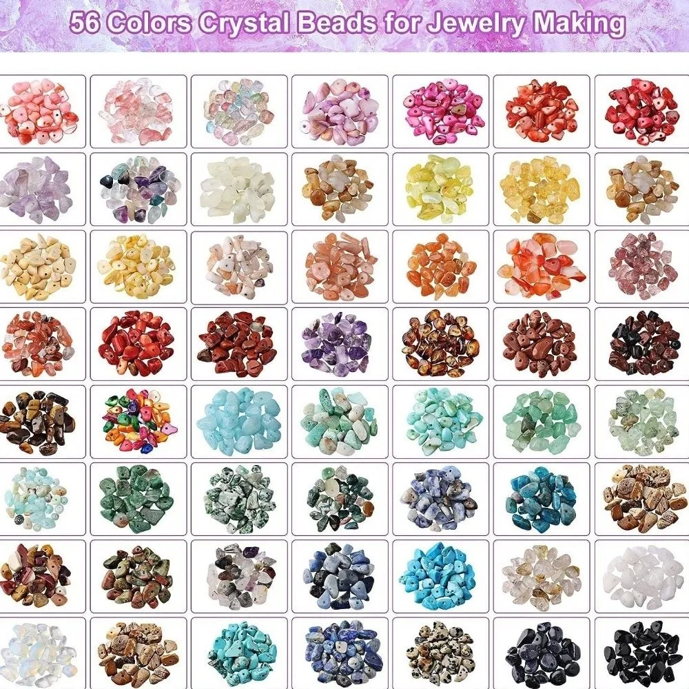 Schmuckset zum Basteln mit Steinperlen, handgefertigtes Armband-Set mit unregelmäßig zerkleinerten Steinen, Charms, DIY-Bastelset, DIY-Armband-Set für Mädchen – Detail 6
