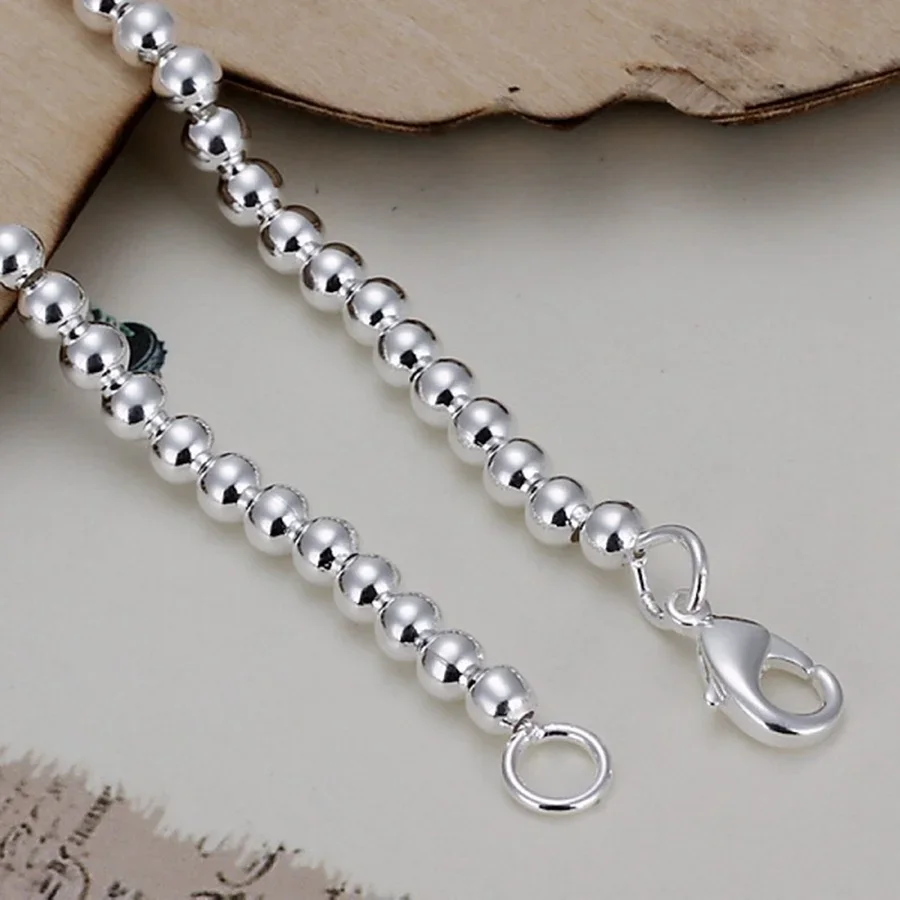 Fashion Top Quality 925 Sterling Silver Bracelet Jewelry Charm Women 4mm Chain Beads Free Shipping For Wedding
