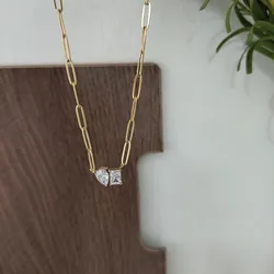 Baguette pear shape cz stone necklace stainless steel necklace for women simple minimalist dainty tarnish free jewelrywaterproo