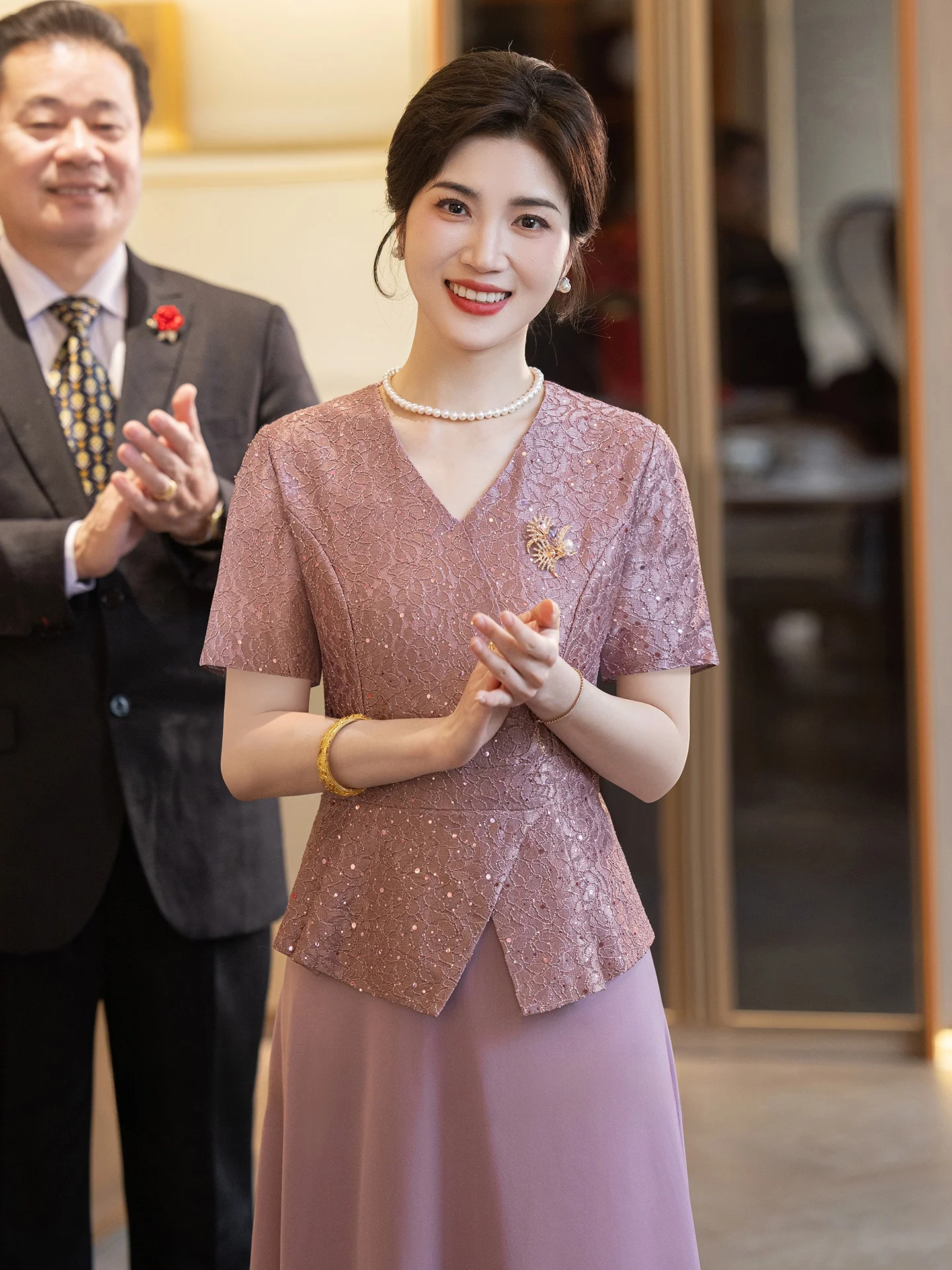 

Ele Mid-Length Wedding Dr for Mothers High-End Wedding Dr New 2025 ort Sve Breathable Polyester