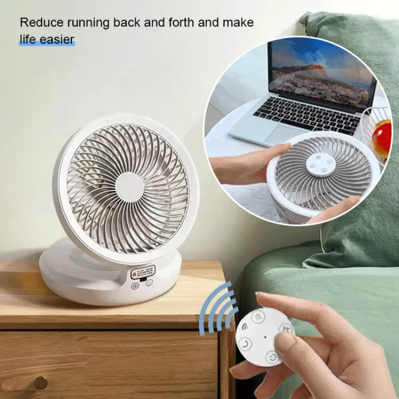 Home wallmounted Fan Rechargeable Multifunction Mute Air Circulation Fan with Table Lamp Folding Fan