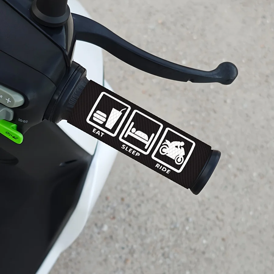 2Pcs Eat Sleep Ride Handlebar Vinyl Stickers, Waterproof 2D Flat Decals for Motorcycle Scooter Bike JDM Handle Decor