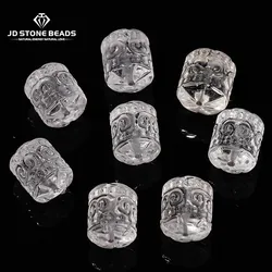 1 Pc Natural Rock Quartz Patterned Cylindrical Shape Bead Carved Crystal Spacer Bead For Jewelry Making Diy Necklace Bracelet
