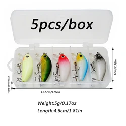 5pcs/Box Mini 4.6cm 5g Crank Carp Fishing Bait Hard Artificial Lure Pesca Crankbaits Fish Lures Wobbler Tackle Box