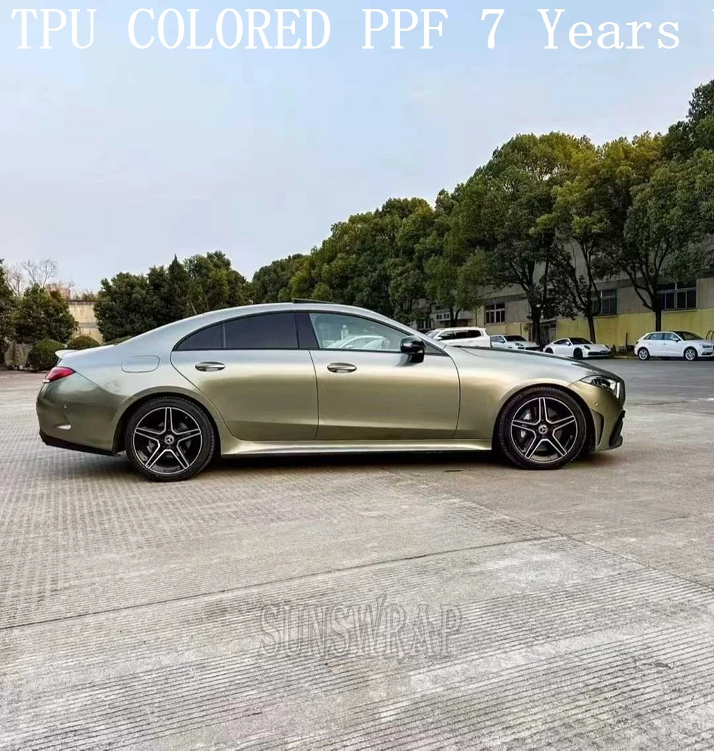 

High Shine Sand Stone Green Paint Protection Film - Self-Healing TPU PPF for Luxury Cars & Private Jets - Easy Wet Apply 5x52ft