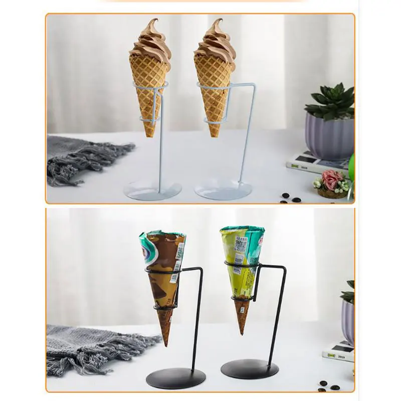 Ice Cream Cone Holder Display Stand Birthday Wedding with Base Popcorn Reusable Ice Cream Cone Holder for Picnic Summer Camp