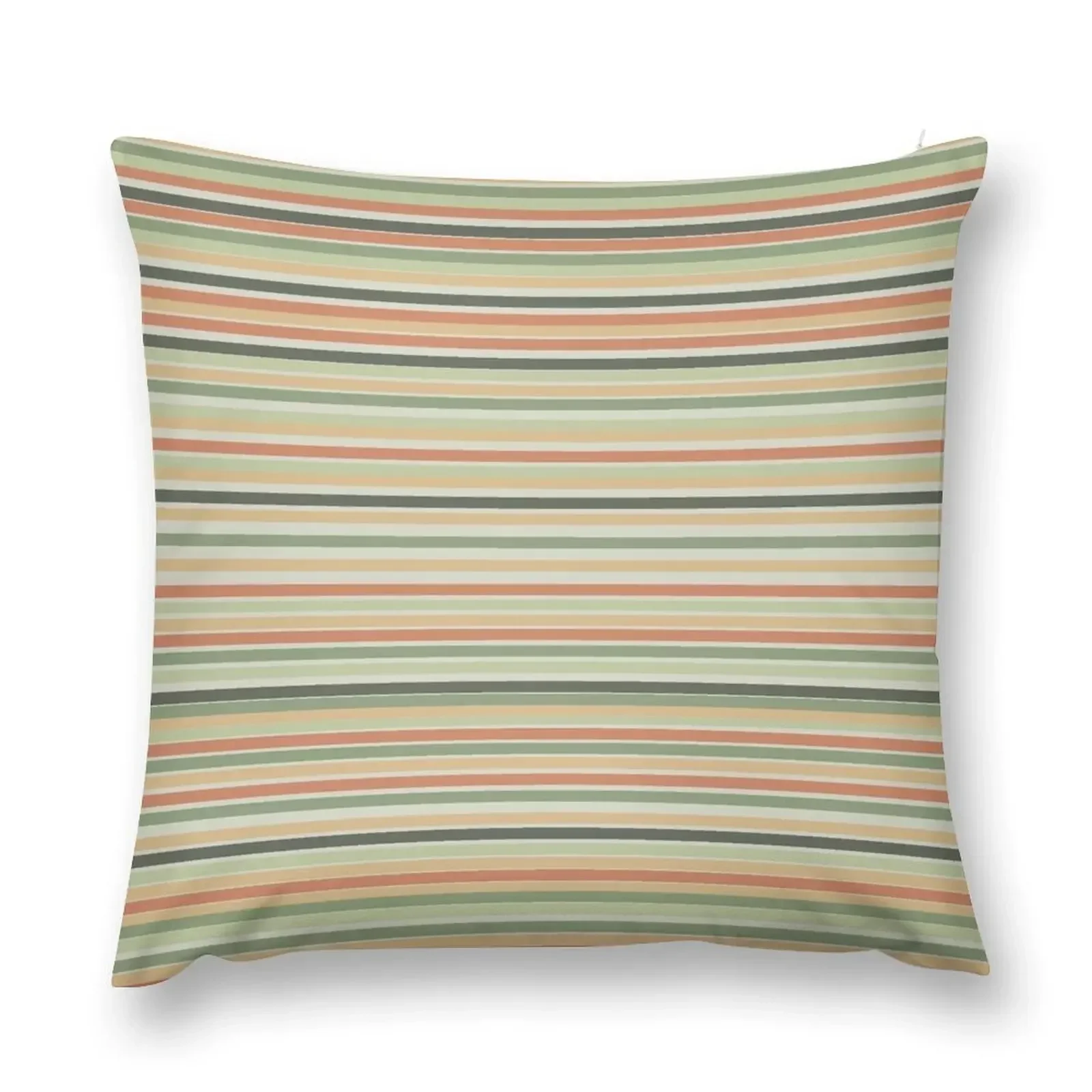 Fine Stripes Soothing Pastel Pattern in Sage Green and Coral Clay Throw Pillow Sofa Cushions Covers pillows decor home pillow