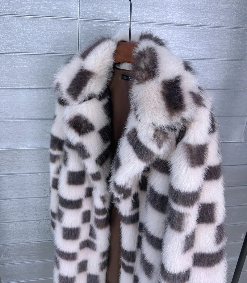 Women Faux Fur Coats Y2k Jackets Turn Down Collar Long Open Stitch Loose Coat Thick Warm Fur Outwear Maxi Autumn 2025 Winter