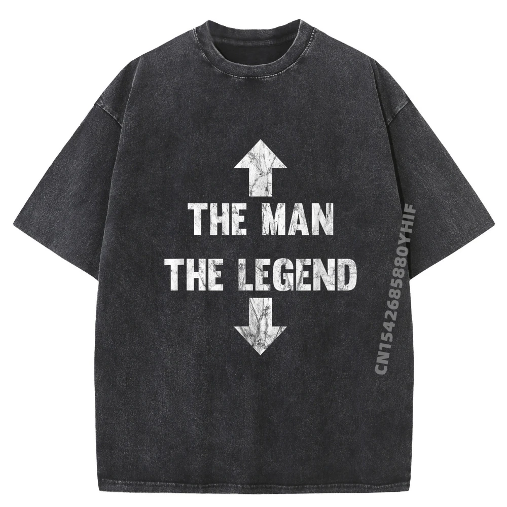 

Футболки с принтом Mans The Man The Legend Футболки Мужские топы и футболки Футболки с рисунком Ретро стираная футболка Повседневная одежда