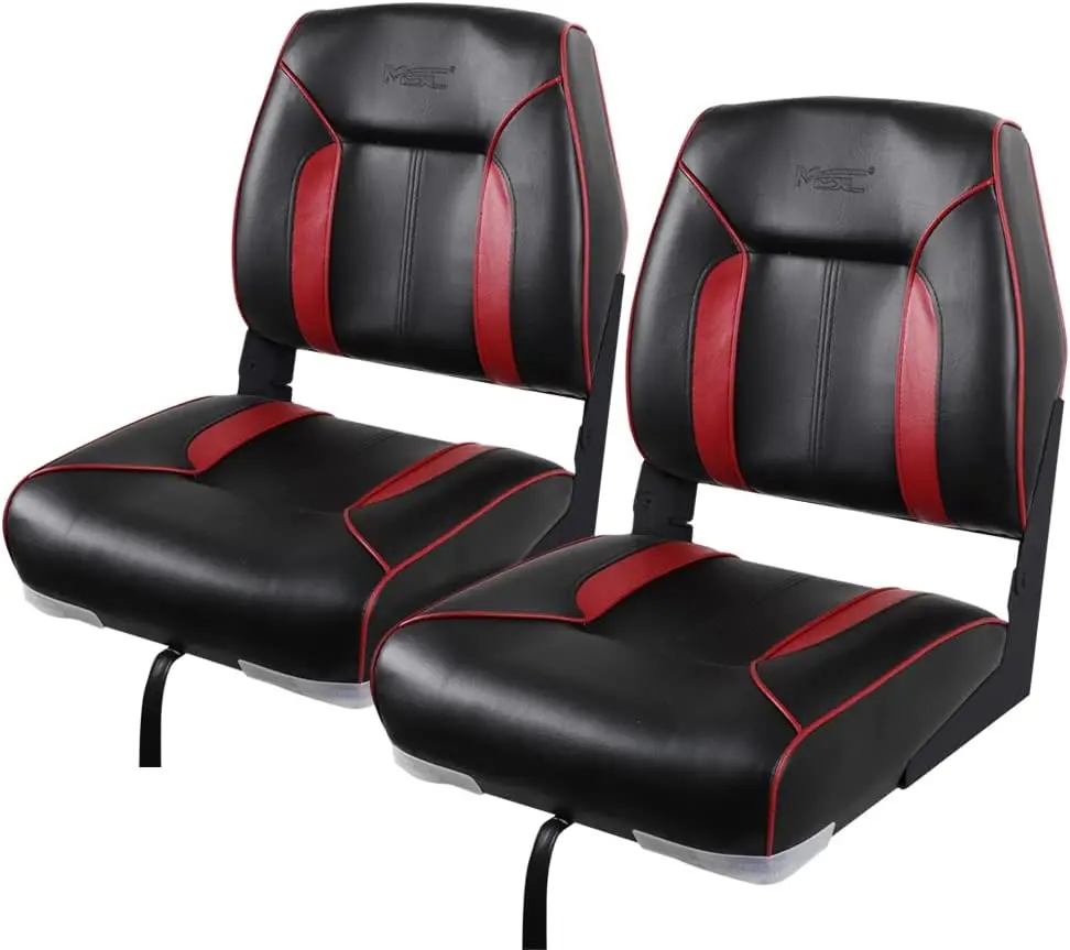 

Fishing Folding Boat Seats,One Pair Pack (S103 Black/Red)Hi-impact injection molded plastic seat frame, aluminum hinges