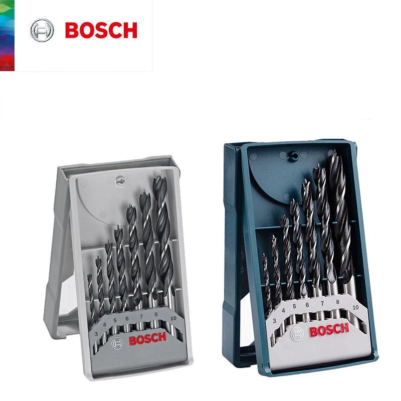 

Деревообрабатывающий набор сверл BOSCH, бытовая электрическая ручная дрель для жарки теста, спиральная дрель, 7 шт., дрель с прямой ручкой