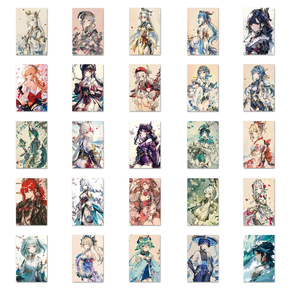 10/30/50PCS New Ink Wind Genshin Impact Sticker Cartoon Creative Anime Suitcase Water Cup Guitar Decoration Waterproof Wholesale