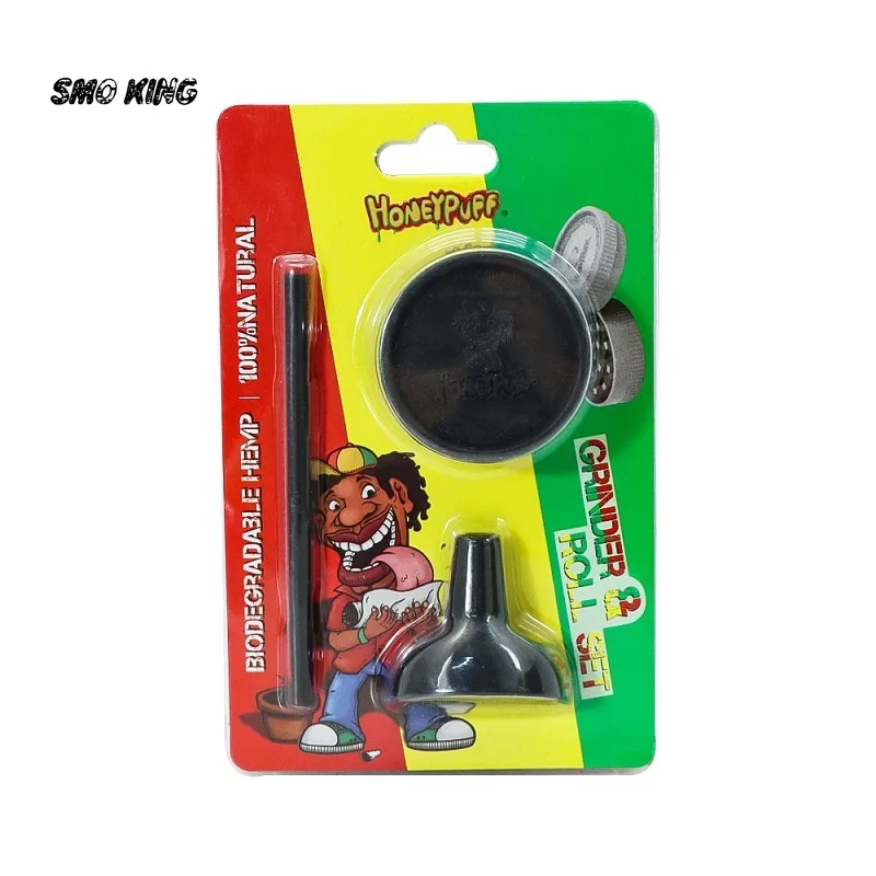 SMO Plastic Grass Grinder Kit with Rolling Paper Filling Funnel Degradable Material Dry Herb Tobacco Crusher Smoking Accessories