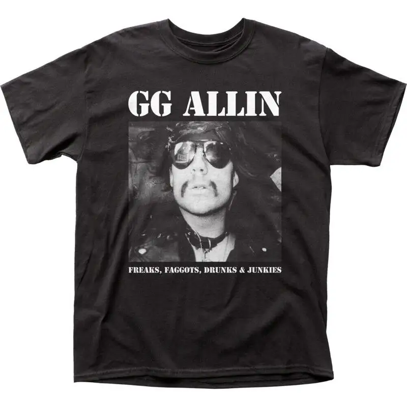 GG Allin Freaks Drunks T Shirt Mens Licensed Rock N Roll Band New Black