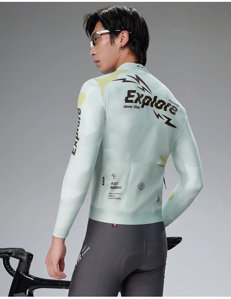 EVR Pro Herren Winter Fleece Fahrradtrikot Thermisch Winddicht Langarm Fahrradjacke Warme Rennrad MTB Fahrradbekleidung – Detail 15