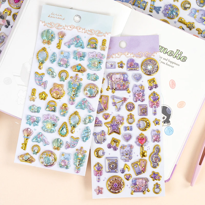 Kawaii Magic Wish Cartoon Gem Stickers Scrapbooking Diy Journaling Sticker Esthetische Sticker Leuk Briefpapier Cadeau