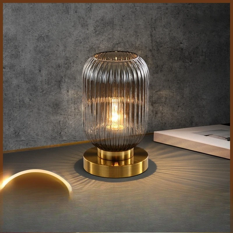 Ambient glass small table lamp Nordic light luxury bedside lamp retro decoration personality creative bedroom feeling bedside