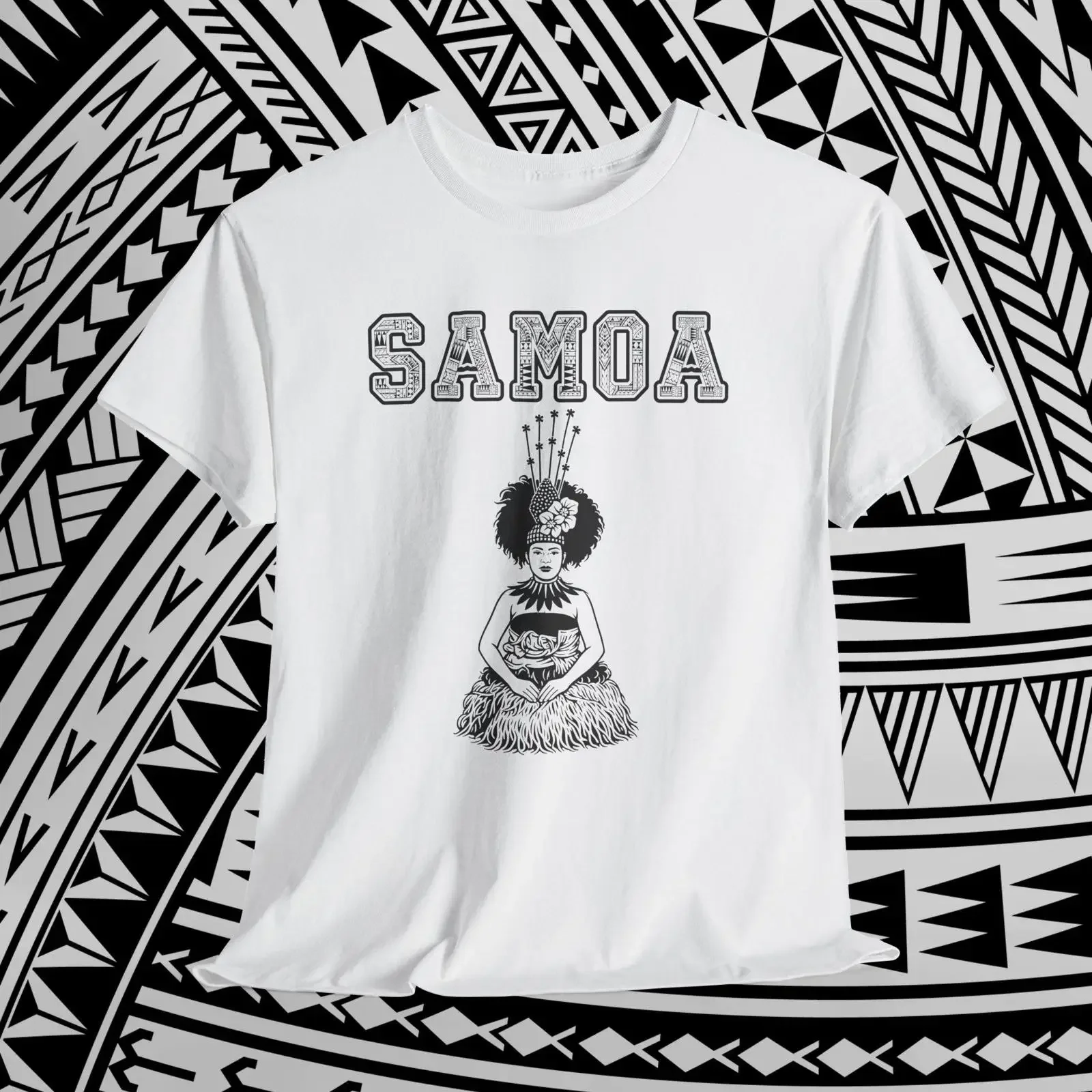 Samoa Taupou T Shirt Polynesian Culture Tribal Tapa Pattern  vintage Washed Casual Breathable Stretched Unisex designer clothes