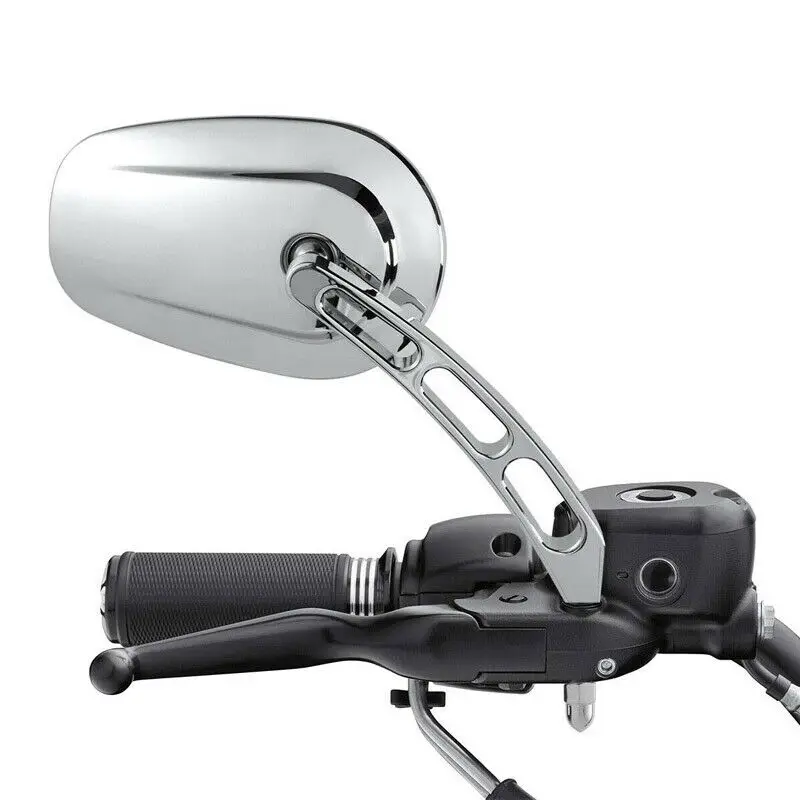 Pair Chrome Motorcycle Universal 8mm Rear View Side Mirrors For Harley-Davidson Street Glide Road King Fatboy