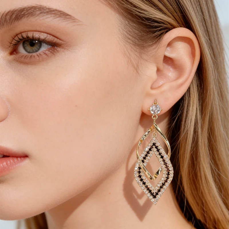 Oversized Geometric Drop Earrings for Women Hooks Luxury High-End Fashion Jewelry Trendy & Bold Design Wholesale