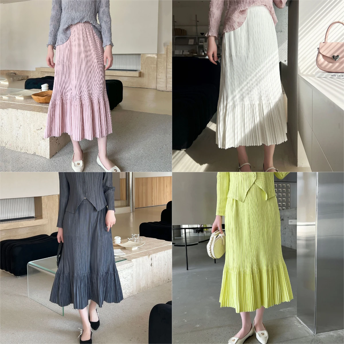 

Sanzhai Fold 2025 Autumn Spring New High End Fold Western Style Loose and Casual Versatile Slimming Fashion Skirt Pleated