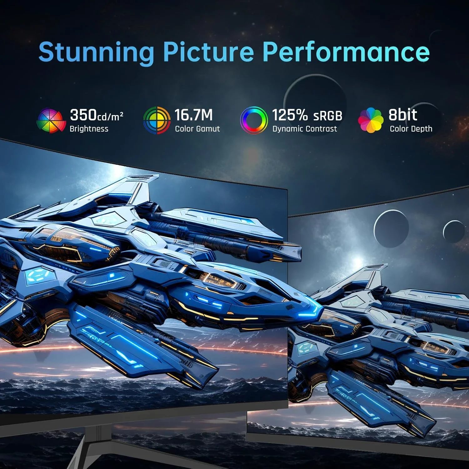 شاشة ألعاب منحنية 32 بوصة 240 هرتز 1500R 1080P 125% sRGB 1 مللي ثانية، Freesync/G-sync HDR10، منافذ HDMI/DP/USB VESA