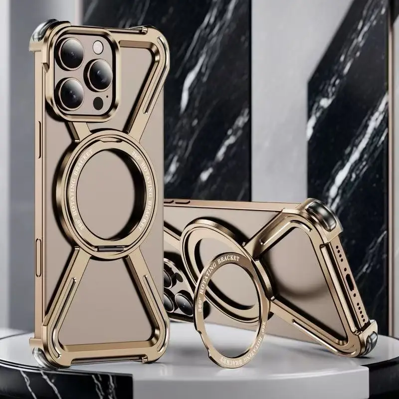 

Aluminum Alloy Armor Frame iPhone16Pro Max Phone Case For iPhone16 15 PLUS 13pro 14 Mechanical Metal 360°Bumper Shockproof Cover
