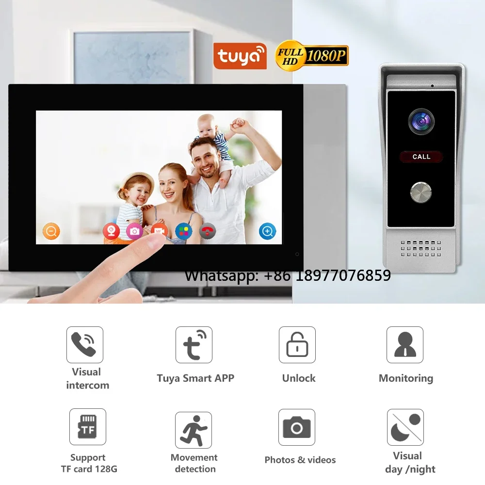 1024x600 WIFI Waterproof Video Door Phone 7-inch Screen Two-Way Intercom Visualization For Home Villa Security Can Record V