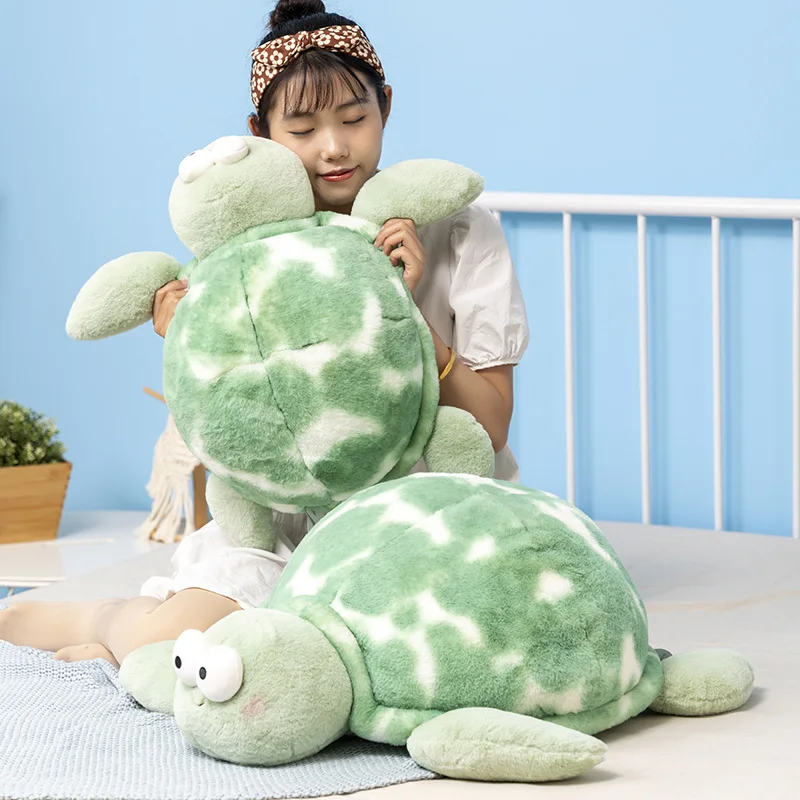 Peluche tortue piébalde aux grands yeux, 57/73cm, poupées en peluche, peluches coquillage, jouets doux pour enfants, décoration de la maison et de la chambre