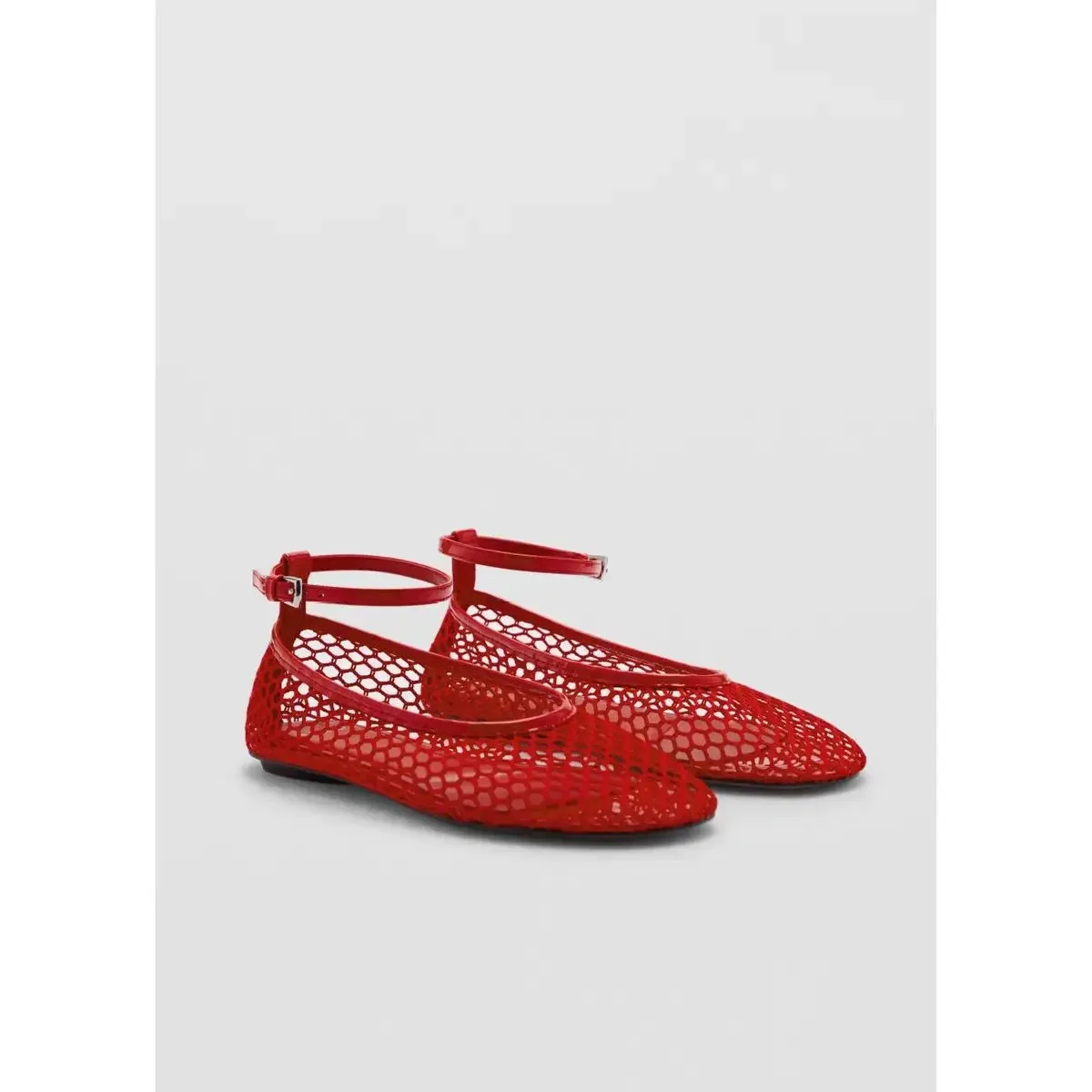 Women's Flat-Bottom Ballet Shoes: Round Toe, Mesh Back Strap, Single-Strap Design, Sizes 35-45