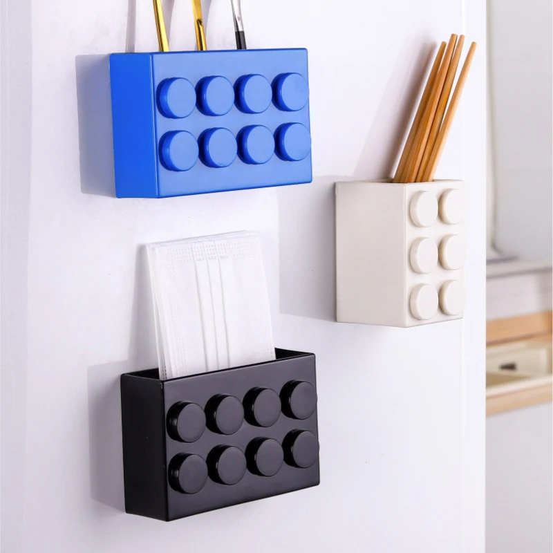 2 Teile/satz Blockförmigen Magnetischen Lagerung Box Kühlschrank Magnet Organizer Kühlschrank Tür Punch-freies Wand-montiert Lagerung Boxen – Detail 4