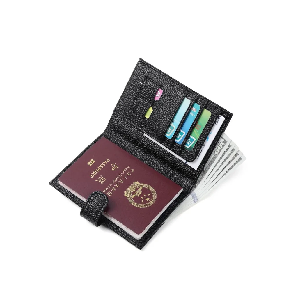 

PU Leather RFID Passport Holder RFID Solid Color Card Holder Multi-function Anti Theft Certificates Passport Bag Men Women