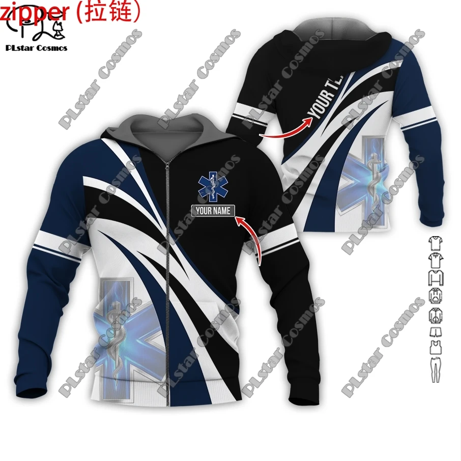 Custom Name EMS Emergency Medical Service Uniform 3D Printing Hoodie Street Women Men Pullover/Sweatshirt/Zip Hoodie A24